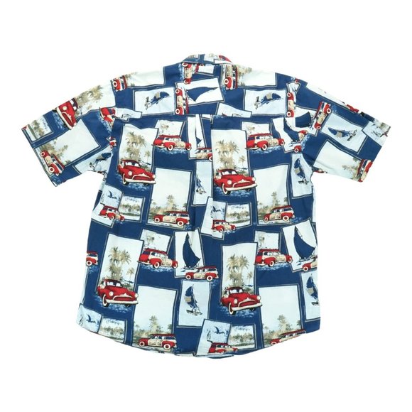 Natural Issue Wrinkle Free Mens Medium Tall Button Up Shirt Surf Woody Wagon - Picture 5 of 5